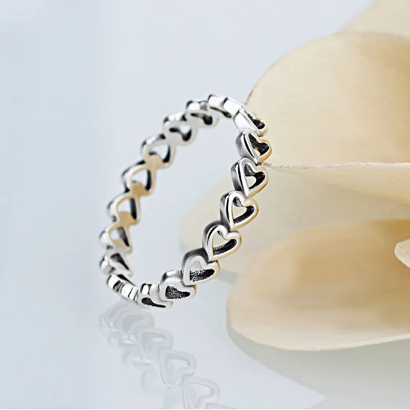 

Hot Sale Women Silver Color Hollow Love Heart Shaped Brand Ring Bridal Wedding Jewelry Gift Dropshipping