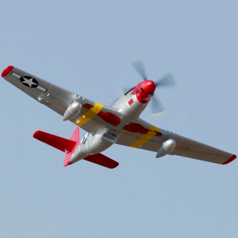 Радиоуправляемый самолет FMS 1450 мм 1 4 м P51 P 51D Mustang красный хвост V8 с рефлекс