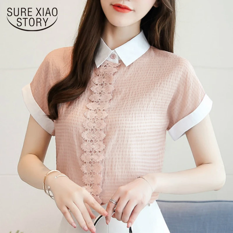 womens tops and blouses blusas femininas elegante women shirts  chiffon blouse  women blouses  women short sleeve shirts 3155 50