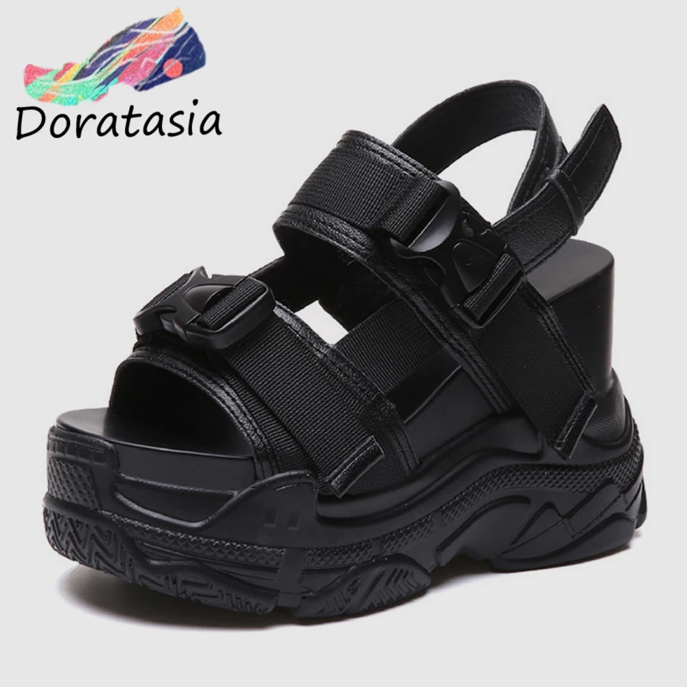 

DORATASIA Brand New INS Hot Summer Sandals 2019 Ladies Wedges High Heels Flat Platform Shoes Woman Casual Party Girl Sandals