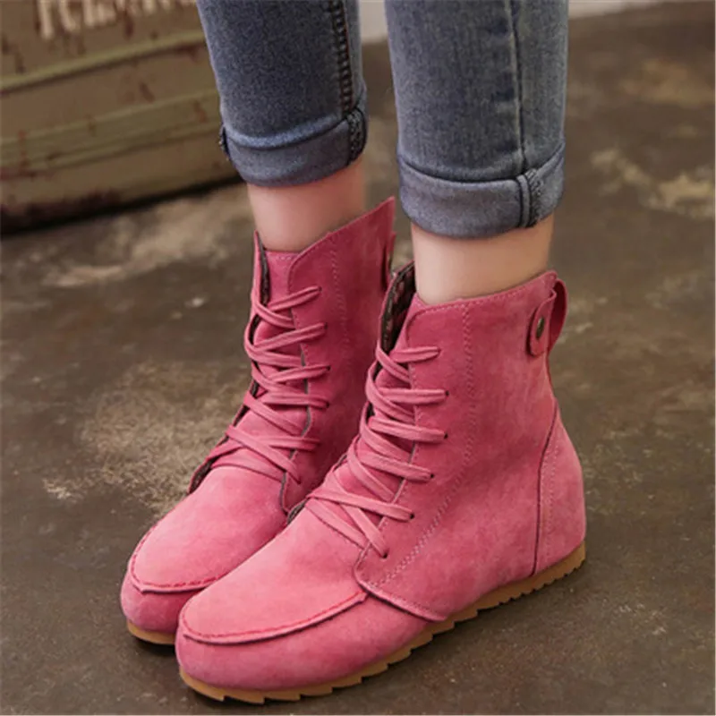 

Vertvie Ladies Boots Round Toe Flat Shoes Martin Boots Woman Boots Solid Lace Up Womens Casual Shoes Comfort Autumn Winter 2018
