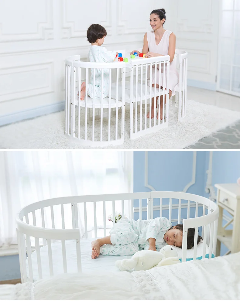 Новинка 2019 года BABYRULER Близнецы высокого класса кроватки Европейский multi-function переменной стол кровать твердой древесины окружающей среды