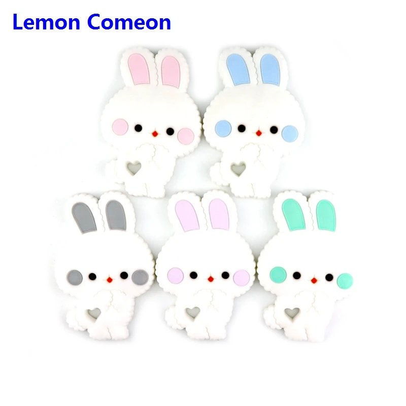 

Baby Teething Toy Silicone Teether Rabbit Chew Pendant Childen's Goods Food Grade Baby Teether Toddler Chew Bite Toy Gift 1PC