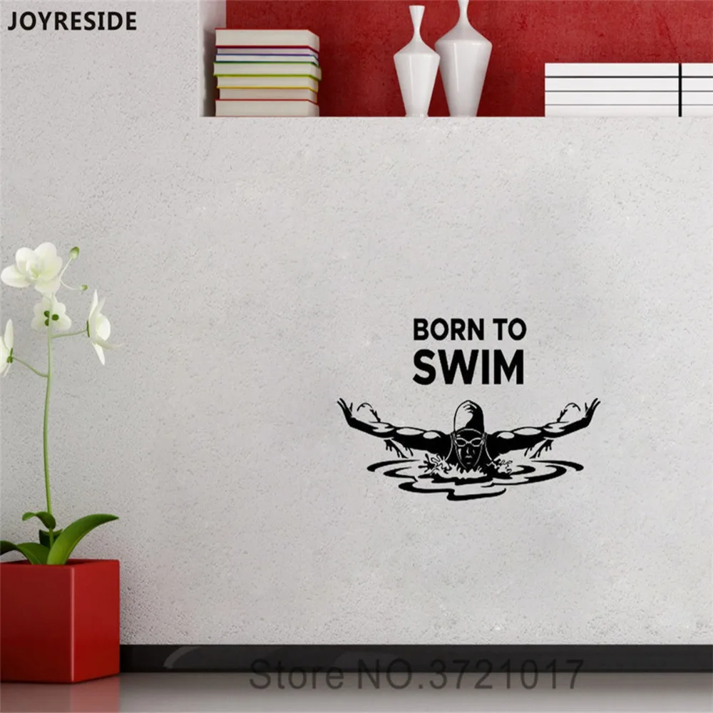 Виниловая наклейка на стену joyestebe Born To Swim водные виды спорта домашний декор для
