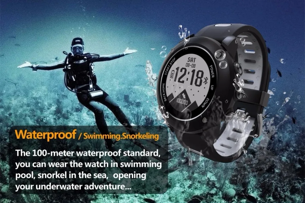 WQ UW90 Сноркелинг Смарт-часы gps наружные мужские альпинистские Смарт-часы с компасом Барометр Высотомер монитор сердечного ритма
