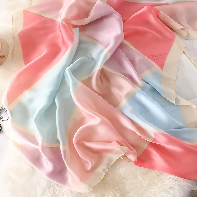 90*180 см женский шелковый шарф роскошный геометрический узор летняя Шаль Леди Путешествия пашмины шарфы модные пляжные шарфы хиджаб