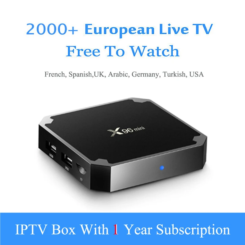 X96 мини 4K HD Европа Арабский IP tv Box 2000+ каналы включают турецкий испанский США Великобритания французский Португалия Live tv спортивные каналы - Цвет: box with 1 year iptv