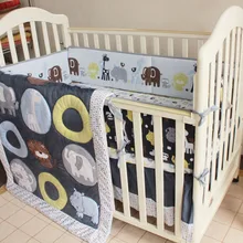 Акция! 7 шт. вышитые Пеленальные принадлежности Наборы для ухода за кожей хлопок детская кроватка постельное белье мультфильм, включают(бампер+ одеяло+ кровать+ крышка юбка