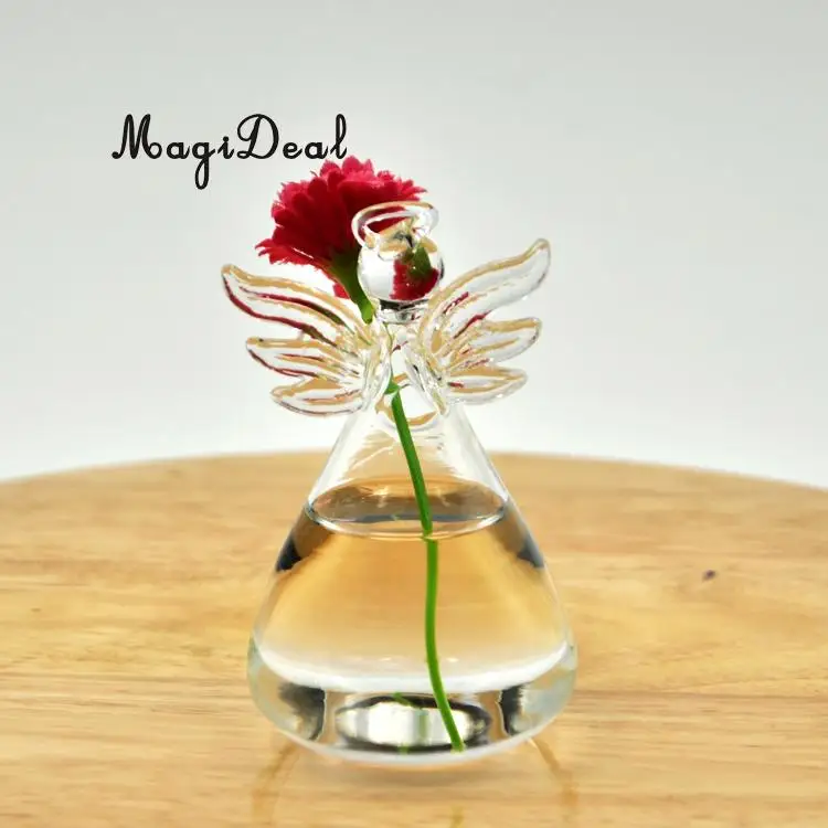 MagiDeal Handmade Angel Clear Glass Wall Hanging Vase Bottle for Plant Flower Bedroom Living Room Office Home Decor Friends Gift | Дом и сад