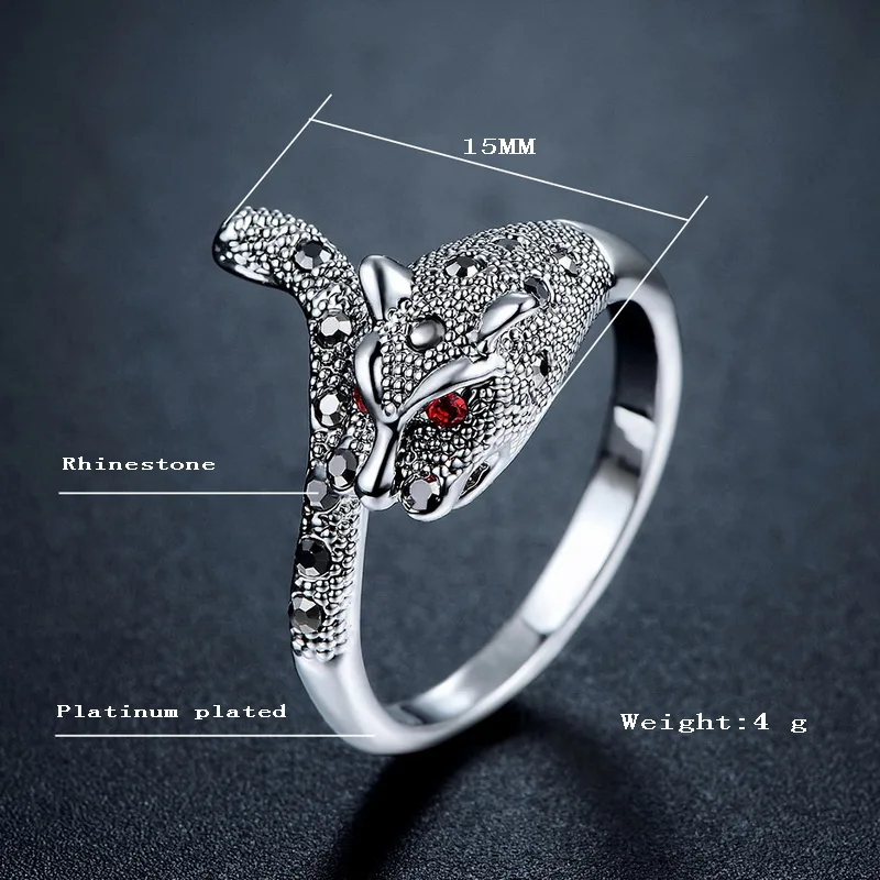Jessie Pepe 2017 New Arrival Antique Color Leopard Ring for Women with Red Stone # J-L2151