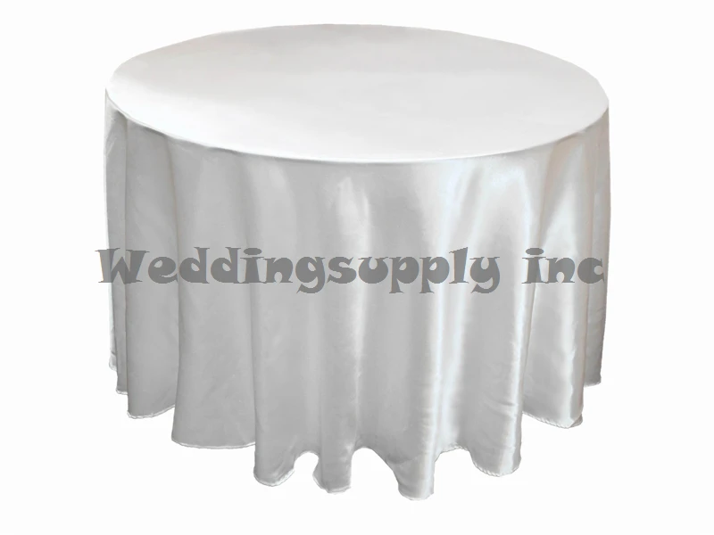 Big Sale 50pcs Cheap White Satin tablecloth 108''(275cm) Roundwhite