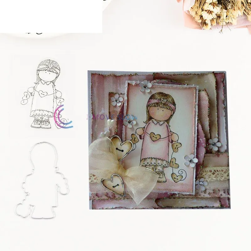 

girl Transparent Clear stamp and Metal cutting dies DIY Silicone Seals Scrapbooking / Card Making/Photo Album Decoration