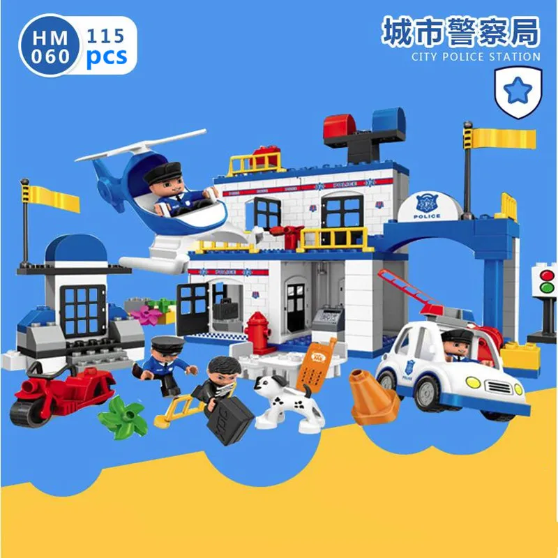 

DIY Big City Series Police Station Fire Station 3D Model Building Blocks Bricks Toy Compatible With duploINGlys
