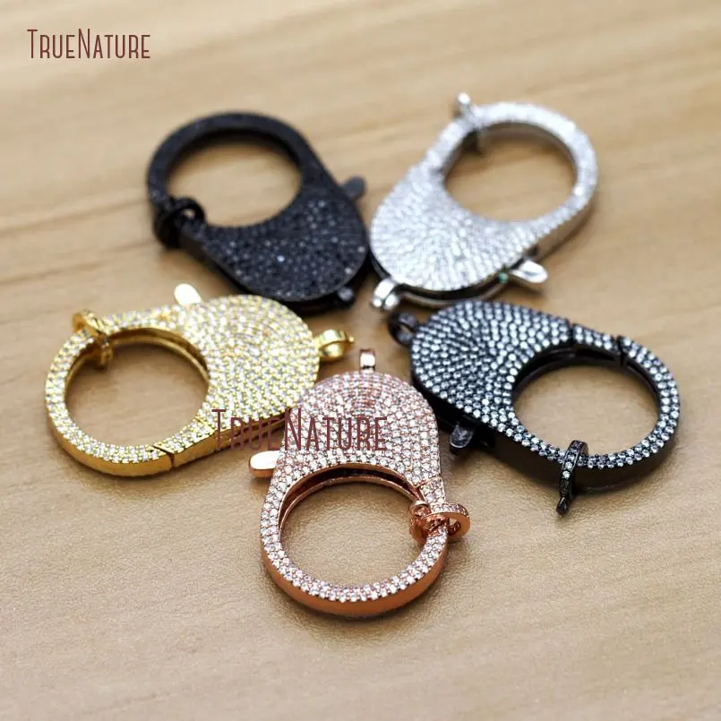 

New Arrival Clear CZ Micro Pave Copper Lobster Clasp Gun Black Rose Gold Color Cute Lobster Clasp In 40*24 mm FC8848