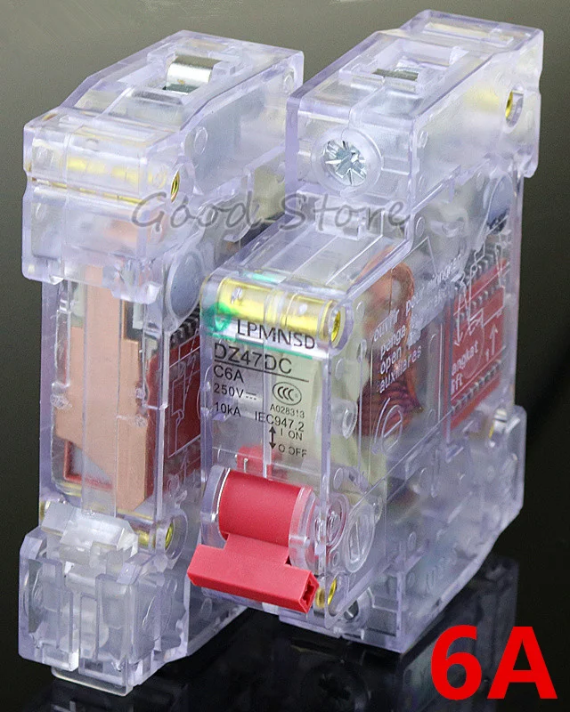 

1PCS DZ47 MCB 6A 250V Transparent SD Alarm Auxiliary Switch AC DC Circuit Breaker dc breaker ac breaker