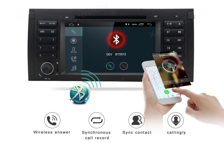 Perfect Xonrich AutoRadio 1 Din Android 8.1 Car DVD Player For BMW E39 BMW X5 E53 M5 2002-2007 GPS Navigation Head Unit Audio Wifi DAB+ 3