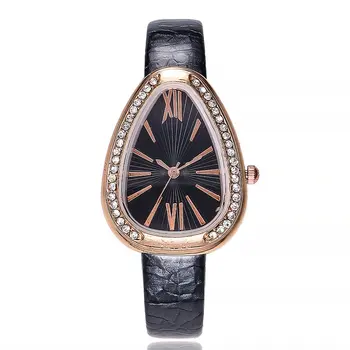 

New Fashion Lady Dress Watch Alloy Case Rhinestone Decoration Leather Strap Women Wrist Watches Relogio Feminino
