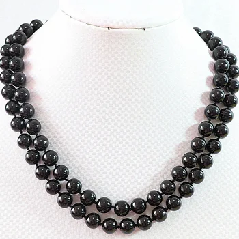 

Hot sale black round charms baking paint glass 10mm round beads fashion strand necklace for women jewelry making 36 inch B668