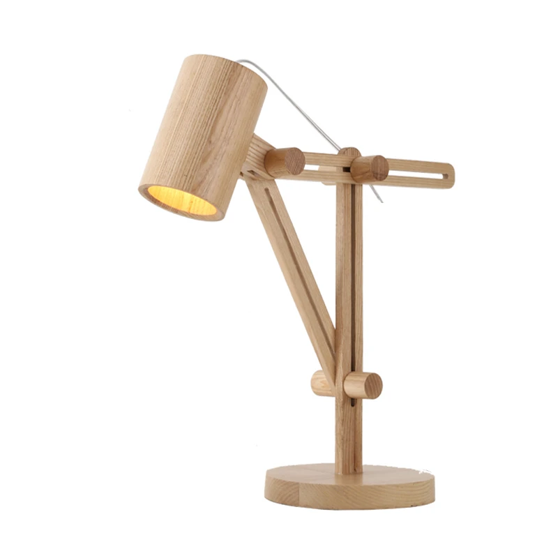 

Nordic Wood Table lamp with E27 led lamp Switch Fabric Lampshade lamparas de mesa Desk Light Deco Luminaria For Living Room
