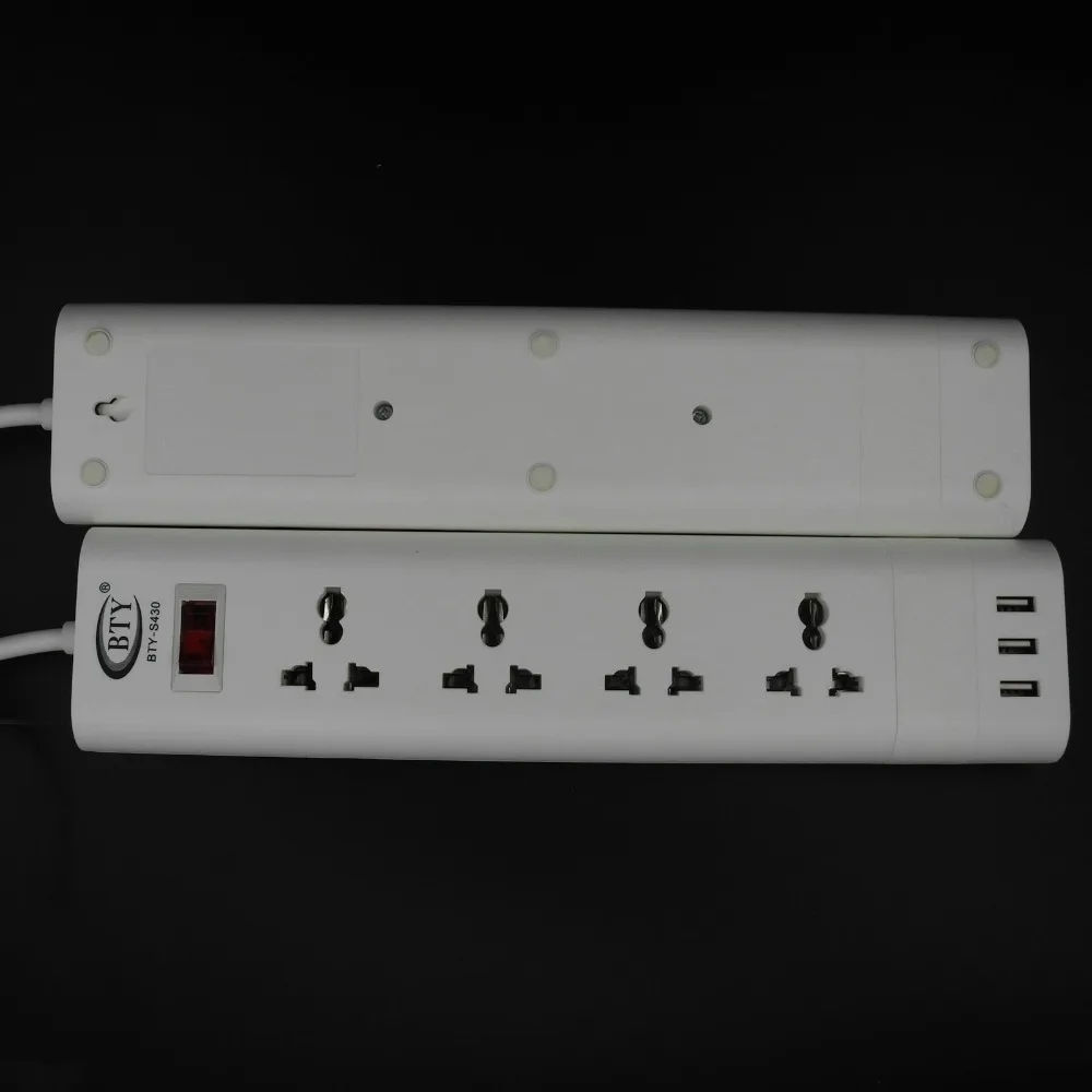 BTY-S430 Smart 2в1 зарядное устройство Универсальная Розетка с 3 USB США ЕС Великобритания вилка 100-240 в 2500 Вт быстрое зарядное устройство настенное зарядное устройство