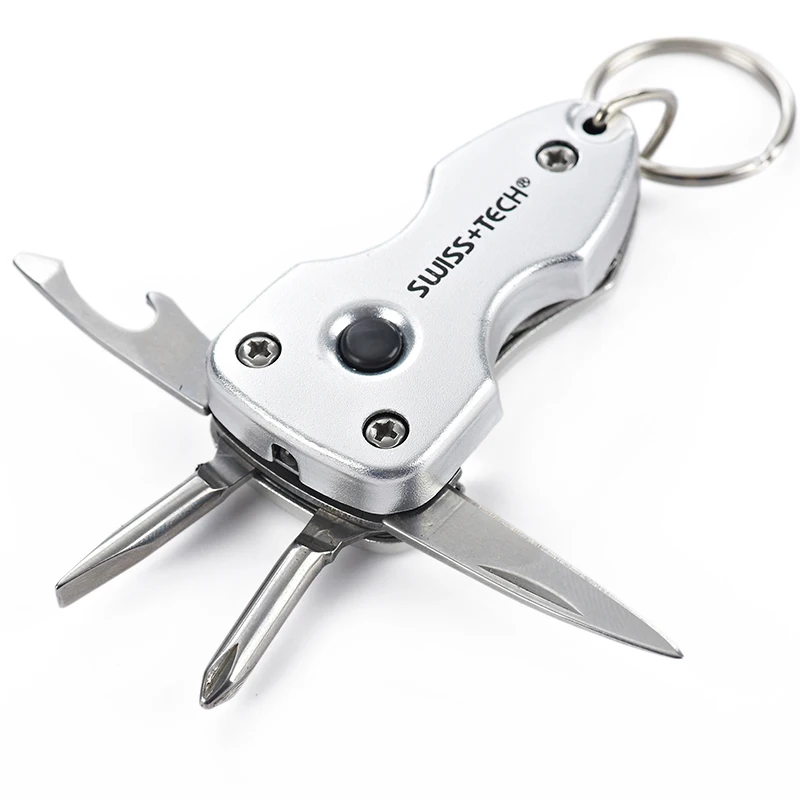 Swiss Tech 7 in 1 EDC Key Ring Outdoor Pocket Multi-Tools Survival Opener Flat-Blade Knife Keychain LED Flashlight Camping Gear Swiss Tech 7 in 1 EDC Key Ring Outdoor Pocket Multi-Tools Survival Opener Flat-Blade Knife Keychain LED Flashlight Camping Gear