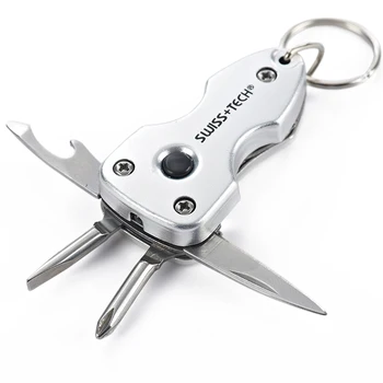 

Swiss Tech 7 in 1 EDC Key Ring Outdoor Pocket Multi-Tools Survival Opener Flat-Blade Knife Keychain LED Flashlight Camping Gear