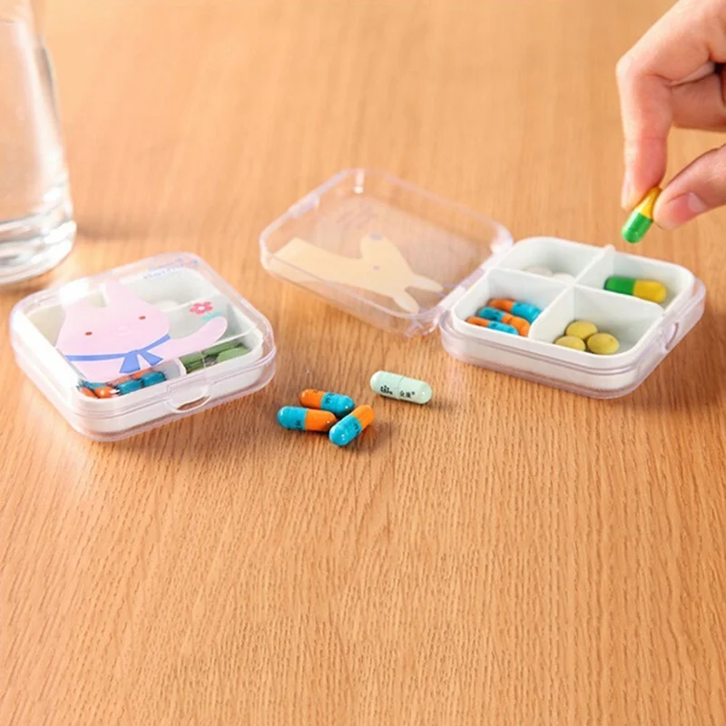 Прозрачный изысканный Box наркотиками Портативный мини мультфильм Пластик Pill