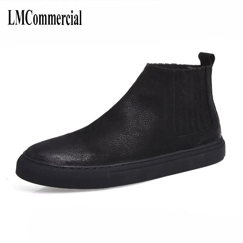 

Riding boots with male cotton shoes and leather shoes trend of Korean high shoes retro British short boots men cowhide cashmere