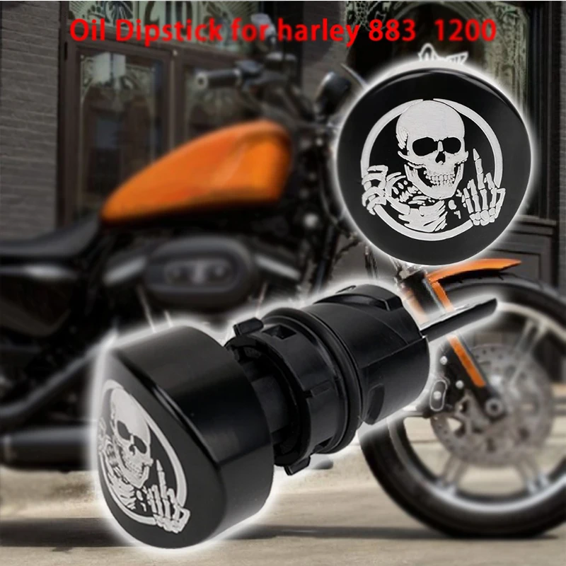 Motorcycle Oil Dip Stick Filler Plug Fit For Sportster XL XR 2004-19 Chrome