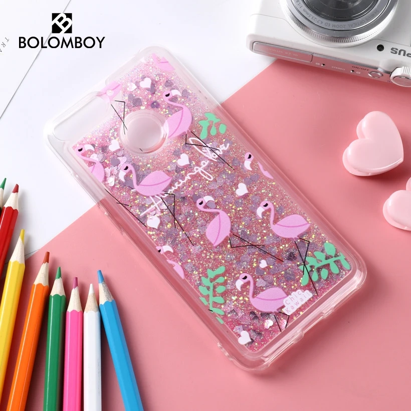 

AKABEILA Flamingo Case For Huawei honor 7c Global Case Flow Liquid Quicksand Soft Cases For Huawei Y7 Pro 2018 Cover Enjoy 8