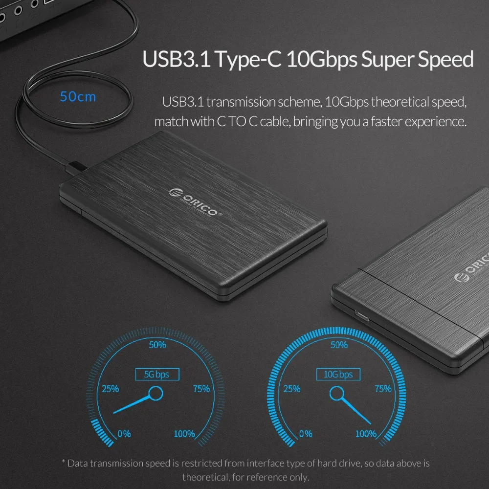 Чехол ORICO HDD 2,5 дюйма SATA для USB3.1 Gen2 type-C/USB3.0 SSD адаптер для 7 мм USB C коробка для жесткого диска внешний HDD корпус