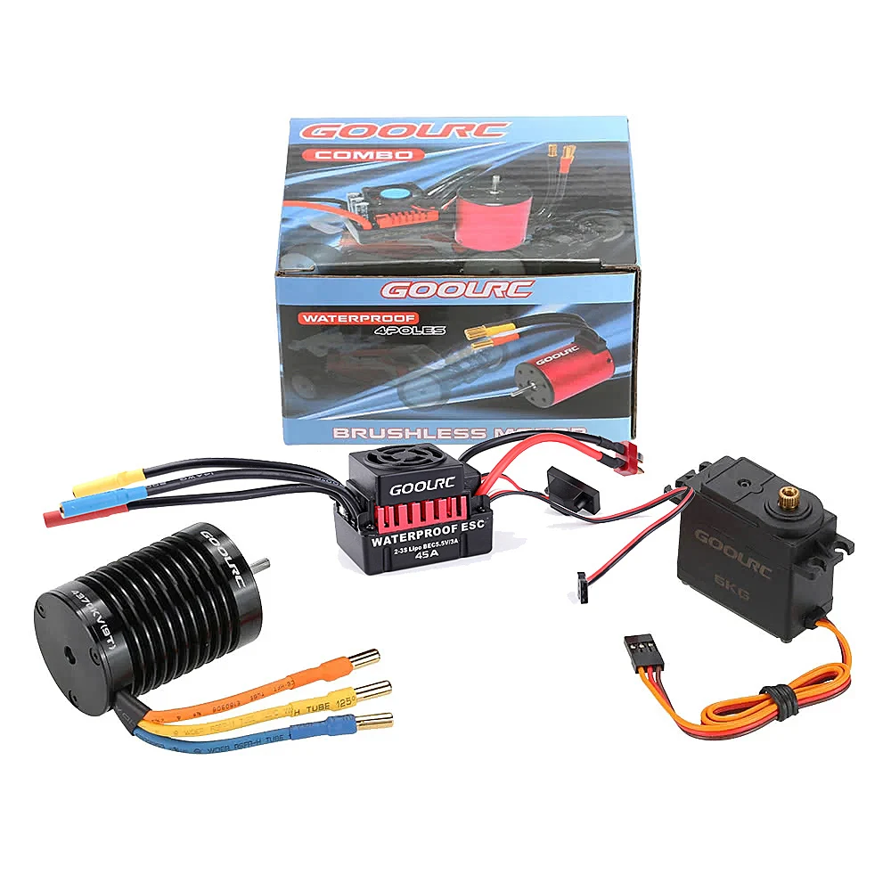 

GoolRC F540 4370KV Brushless Motor S-45A ESC 6.0kg Digital Metal Gear Servo Upgrade Brushless Combo Set for 1/10 RC Car Truck
