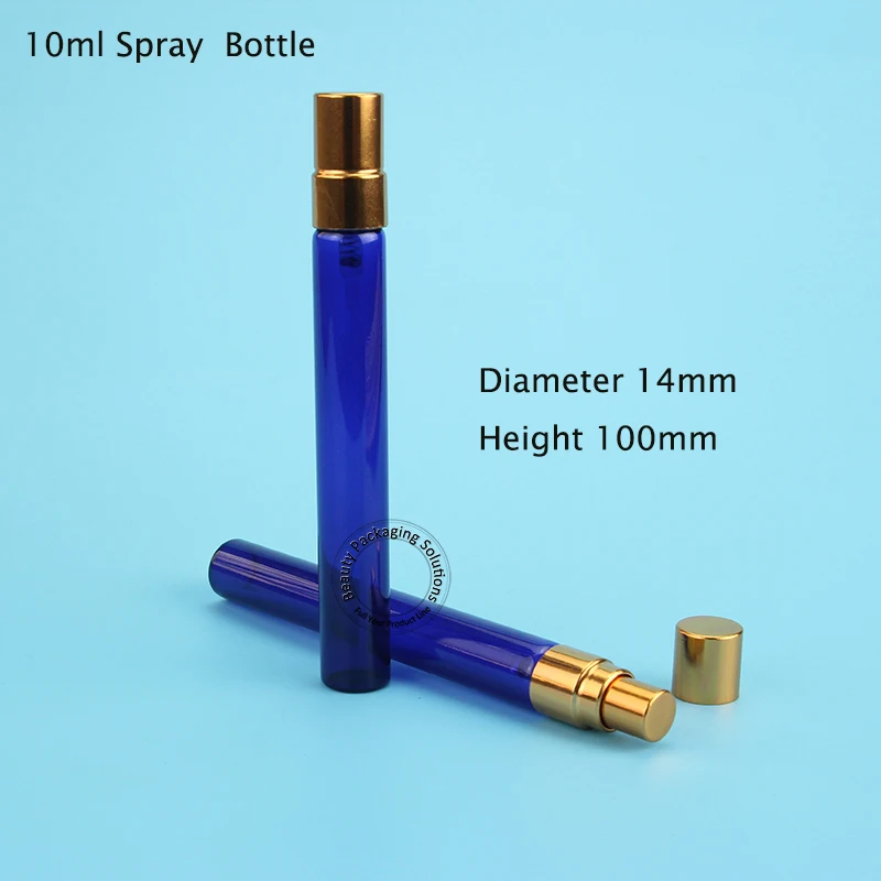 

50pcs/Lot Promotion 10ml Glass Spray Bottle Empty Cosmetic Gold Lid Container Perfume Atomizer Packaging Refillable Case