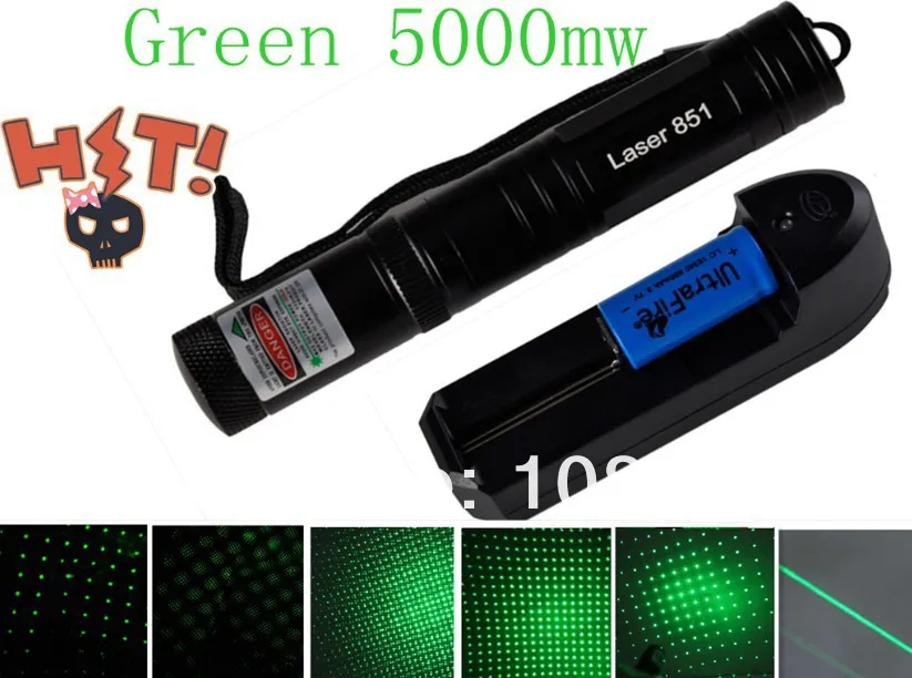 JD 851 5000mw Laser Pointer Pen with Charger Retail/Promotion 5000MW Green Laser Pointer with