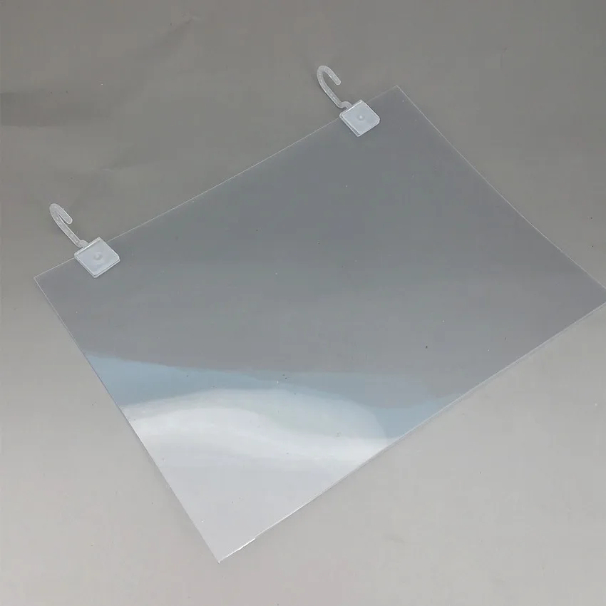 Пластиковый ПВХ ценник бумаги Рекламные Знаки плакаты дисплей защитный чехол с держателем A4A5/подгонянный размер крючок 20 наборов