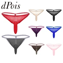 Мужские сетчатые прозрачные тонкое нижнее белье закрытый Пенис Оболочка с низкой посадкой t-образные эластичные стринги нижнее белье мужские трусики для геев