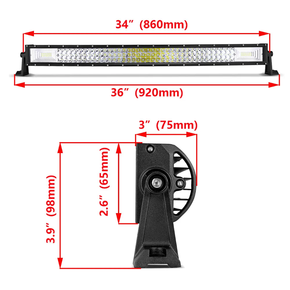 Oslamp 3 ряд 2" 324 Вт 34" 486W 4" 594 Вт 52" 702 Вт изогнутый СВЕТОДИОДНЫЙ светильник бар Offroad светодиодный бар пятно луча СВЕТОДИОДНЫЙ рабочий светильник бар 12v 24v