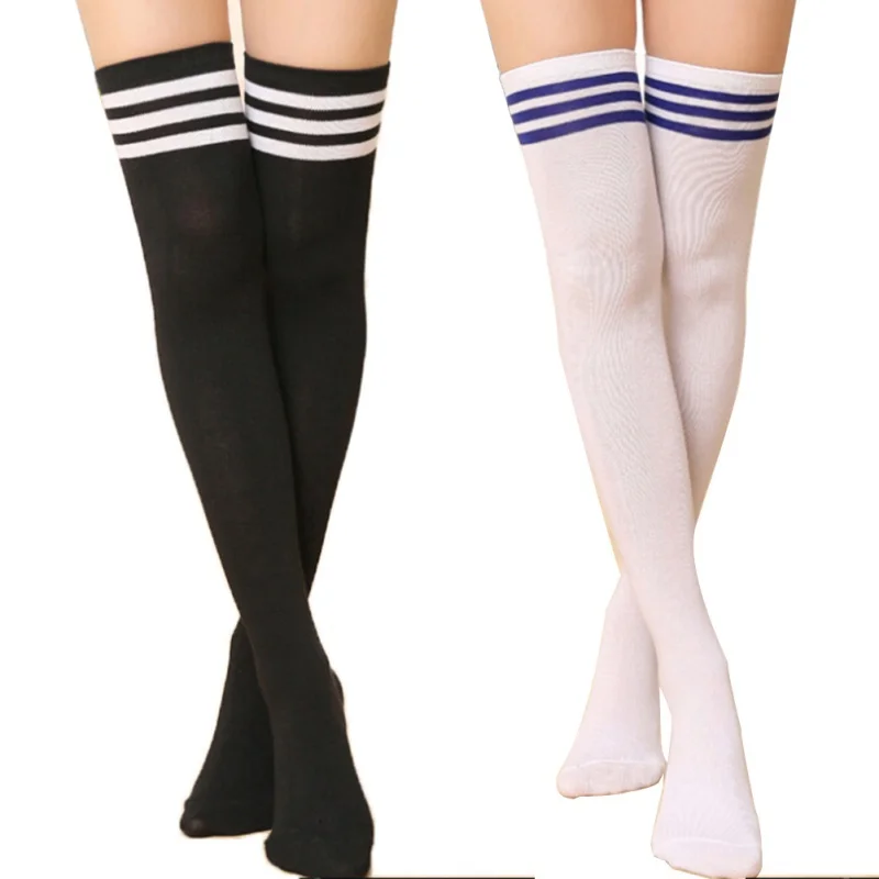 EFINNY Hot Thigh High Sexy Cotton Socks Women\\'s Striped Over Knee Girl Lady Sock