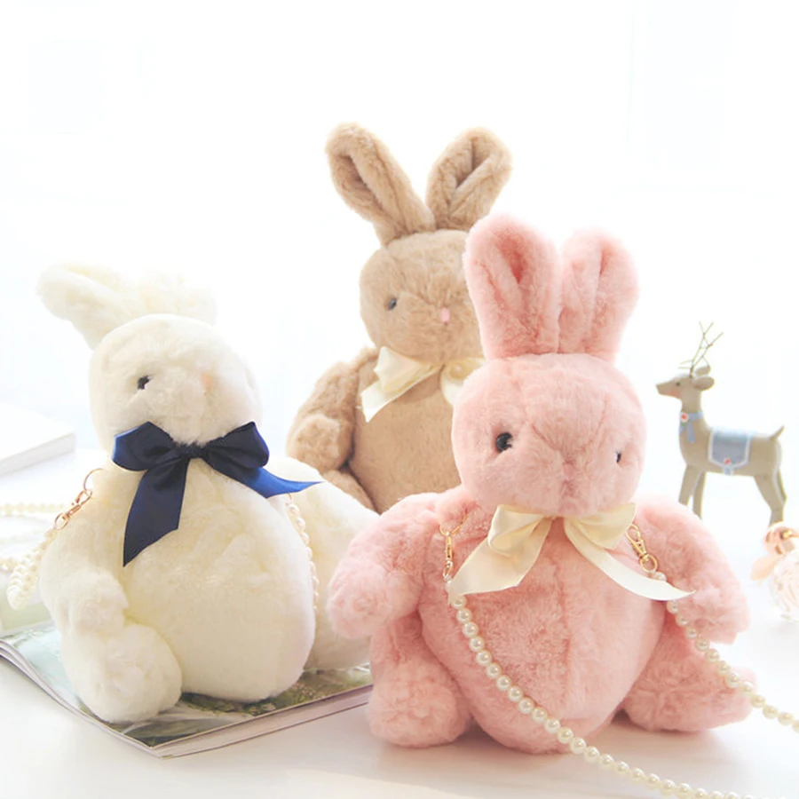 Lovely Rabbit Women Messenger Bag Fashion Pearl Chains Women Crossbody
