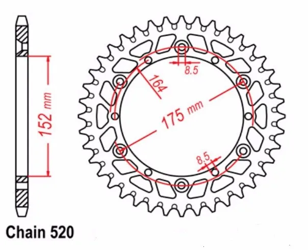 520 мотоциклетные задние звездочки для Yamaha TT600 YZ125 WR250 YZ250 WR200 WR250 WR400 WR500 TT-R250 TT500 TT250 TTR250