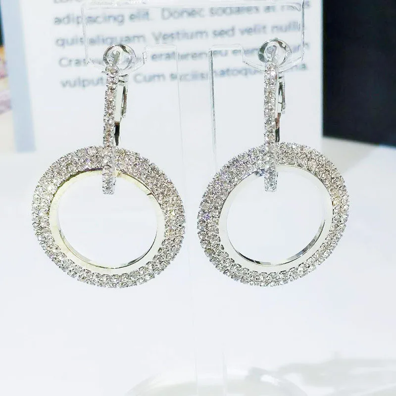Новые дизайнерские украшения высококачественные элегантные Кристальные сережки круглые золотые и серебряные Серьги Свадебная вечеринка серьги для женщин E571