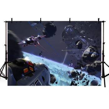 

MEHOFOTO Boy Outer Space Backdrop for Photo Studio Customized Birthday Party Photography Backgrounds Photo Both 7x5FT Vinyl