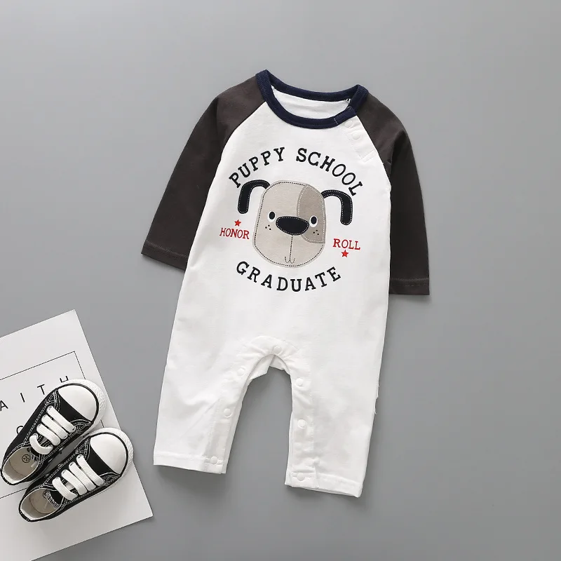 

Newborn tights men and women baby cartoon animal long-sleeved cotton prints one-piece clothes cute baby clothing 2019 autumn