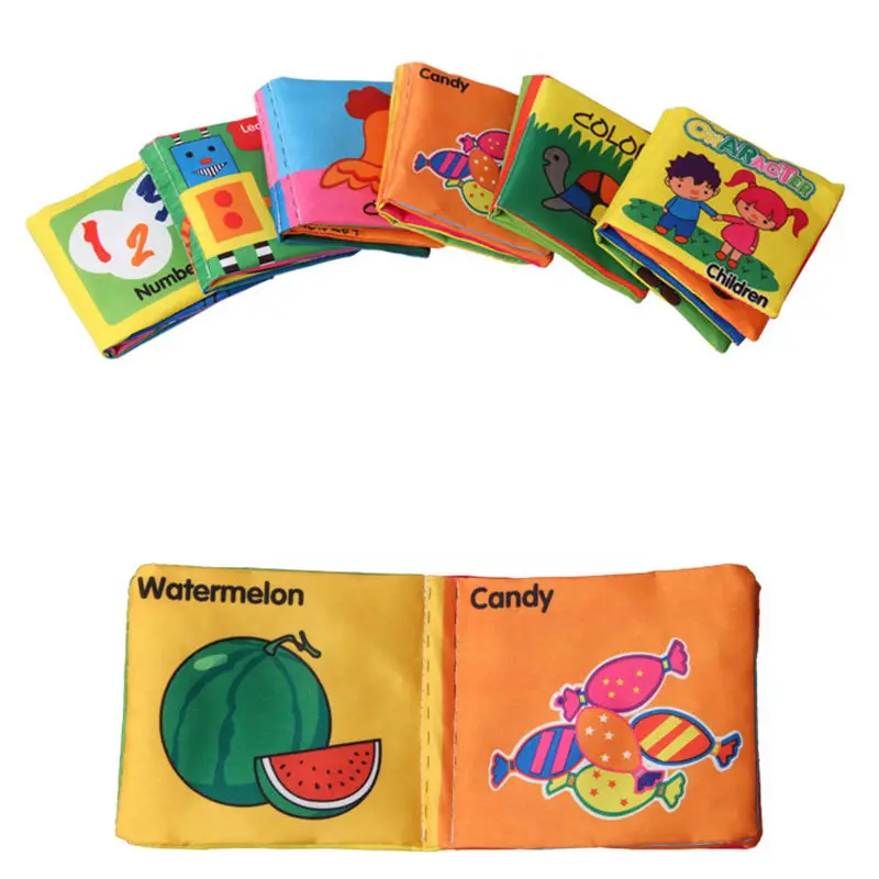 spesifikasi 8 Halaman muti warna Kain Bayi Laki laki Perempuan Lembut Desir Suara Buku Pendidikan Bayi Kereta Dorong Mainan Untuk Bayi 0 12 bulan