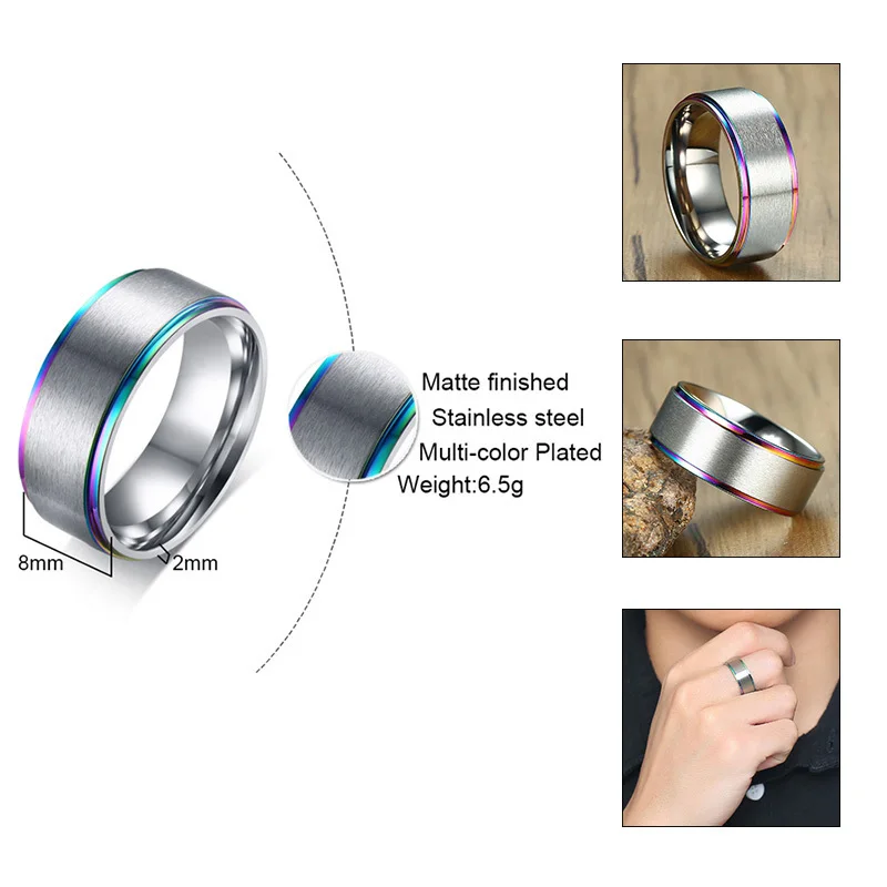 Black Stainless Steel Wedding Ring for Men #6