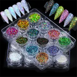 12 коробок ногтей лазерный кристалл фейерверк лак для ногтей с блестками порошок блестки радужные хлопья косметические Блестки Дизайн