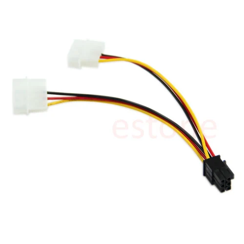 

1PC 6 Pin PCI-E to 2 X 4 Pin Power Adapter Converter Cord Cable High Quality