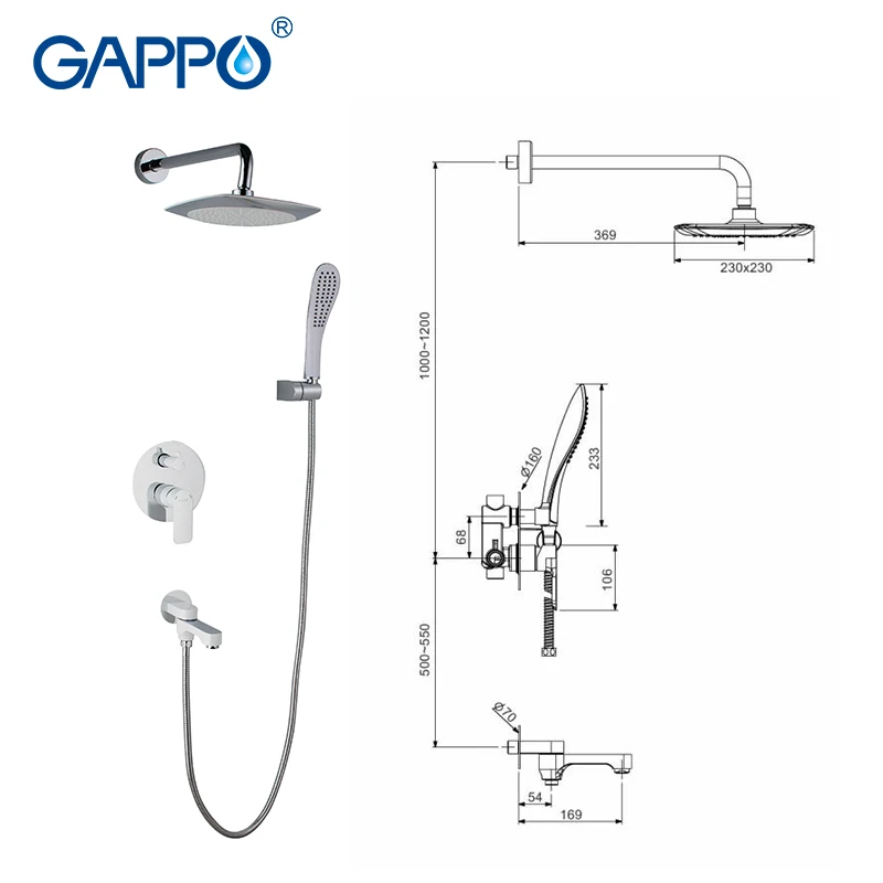 Billig GAPPO Wand badezimmer dusche wasserhahn set bronze regen dusche wasserhahn badewanne dusche wasserhahn chrom wasserfall große dusche kopf GA7148 8