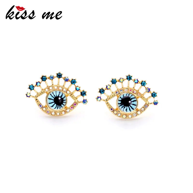 

Personality Unique Godl Color Blue Eyes Women Stud Earrings Factory Wholesale