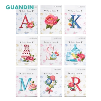 

GUANDIN,9pcs/bag Spot Letter Embroidery Flower Ironing Cloth Fashion Clothes Patch Decal DIY Sewing Fill Hole Decoration Trumpet